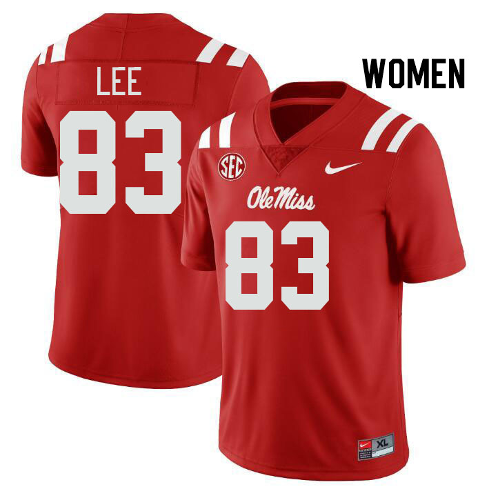 Women #83 Cayden Lee Ole Miss Rebels College Football Jerseys Stitched Sale-Red